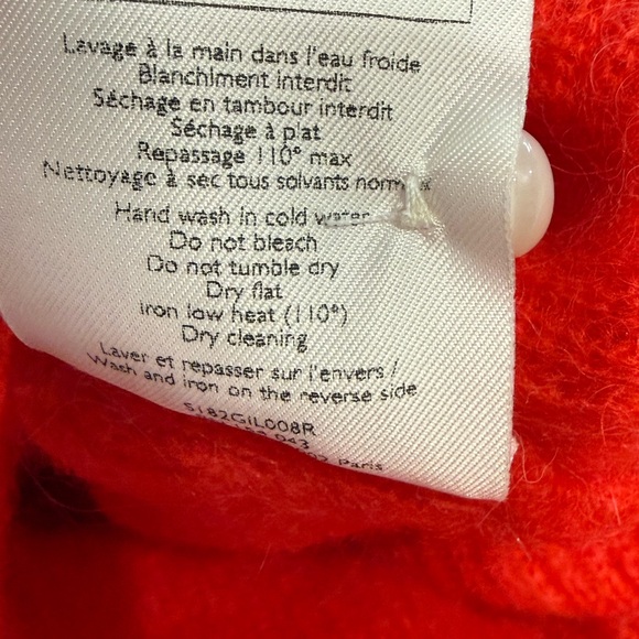 Sezane Gaspars Red Button Soft Cardigan Mohair Alpaca Sz M - Picture 10 of 11